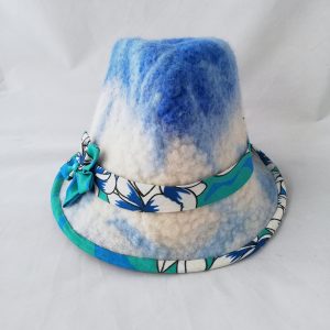 trilby bleu motif tahitien