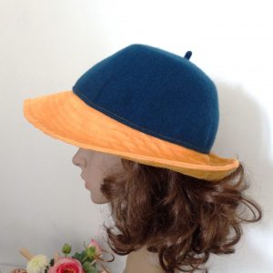 chapeau bicolore feutre et suédine
